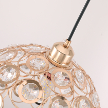 Florence Glam hanging lamp, French gold with crystals, 30 cm in diameter