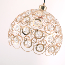 Florence Glam hanging lamp, French gold with crystals, 30 cm in diameter