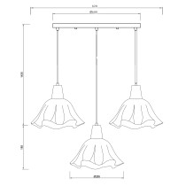 Ballerina hanging lamp, 3 lights, frilled shade, Scandinavian style