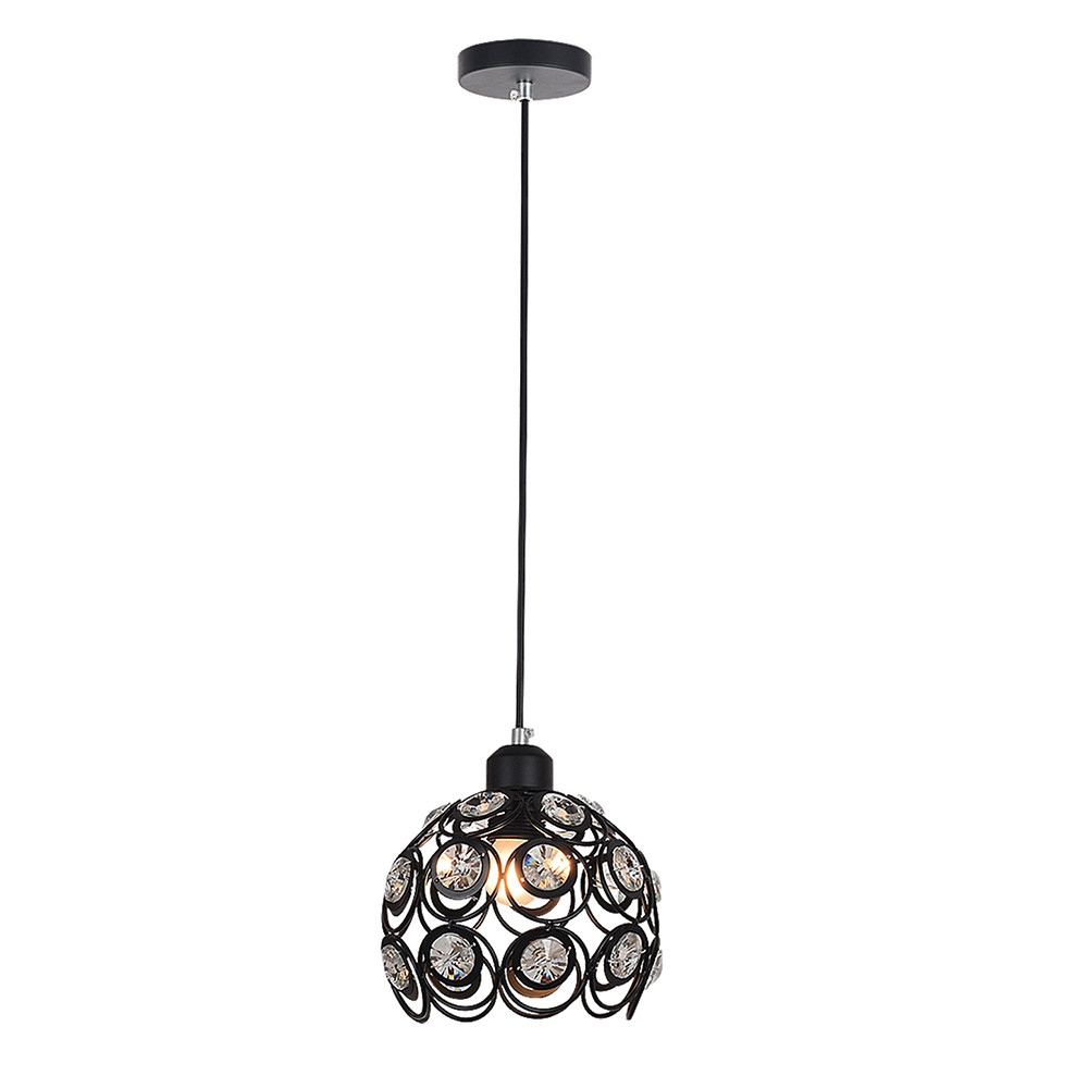 Black pendant lamp Florence with crystals