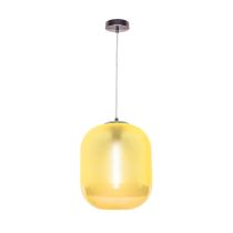 Scandinavian design, Drops pendant lamp, large glass shade, yellow