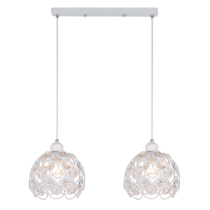 White pendant lamp Florence with crystals, 2-bulb