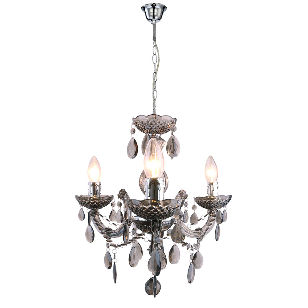 Classic design Teresa 3-arm chandelier, smoky