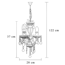 Classic design Teresa 3-arm chandelier, smoky