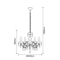 Classic design Teresa chandelier, 5 arms, smoky