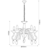 Glamour Murano 5-arm chandelier