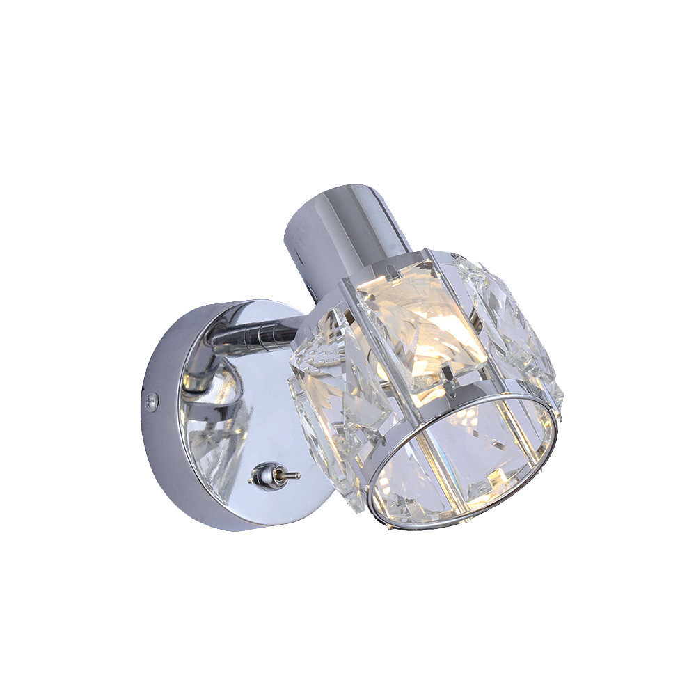 Wall lamp AVA chrome, crystal shade