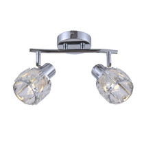 Chrome ceiling lamp AVA with 2 crystal shades