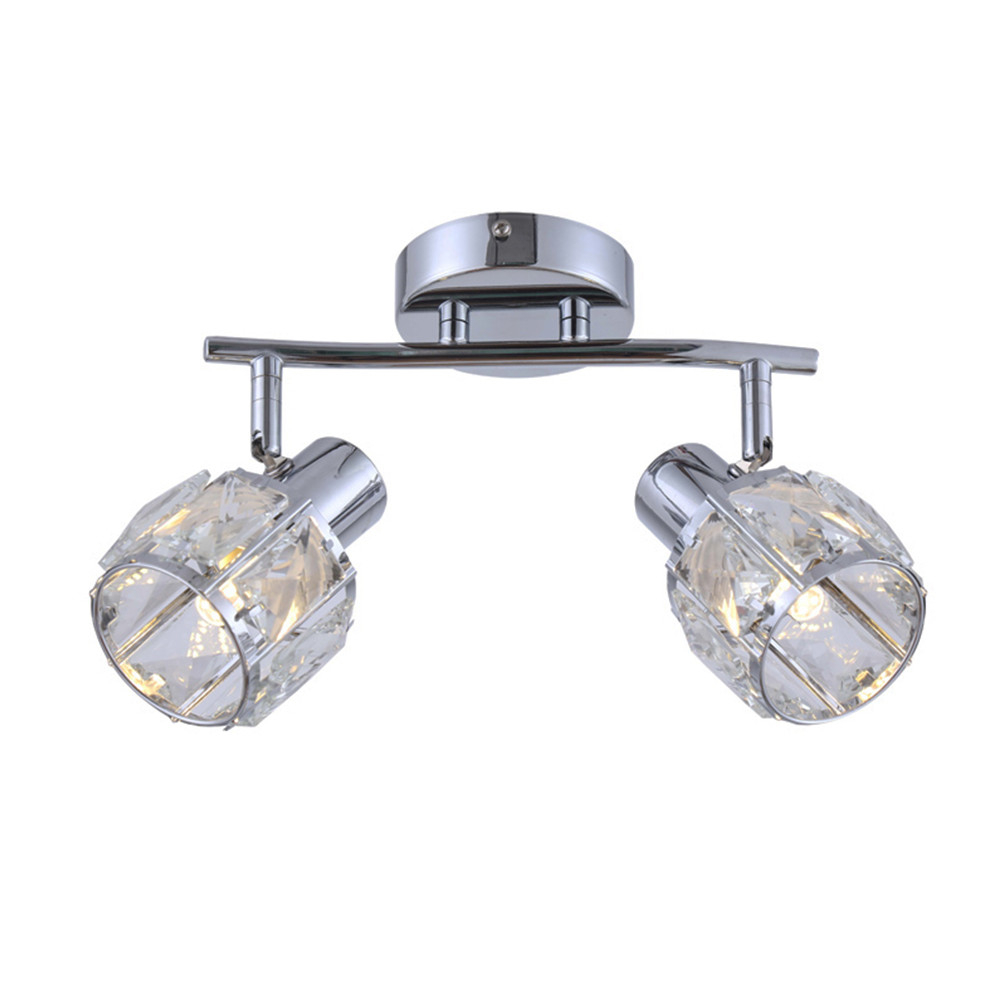 Chrome ceiling lamp AVA with 2 crystal shades