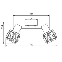 Chrome ceiling lamp AVA with 2 crystal shades