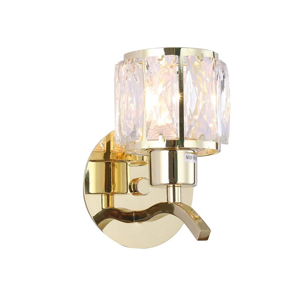 Gold wall lamp Aria, crystal shade