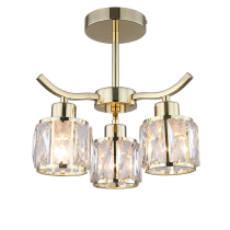 Aria gold chandelier with crystal shades, 3 light source