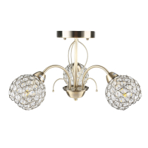 Sezam ceiling lamp with crystals, 3-arm, patina