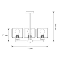 Chrome chandelier Kwarc, crystal lampshade with 3 arms