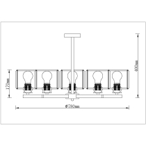 Chrome chandelier Kwarc, crystal lampshade with 5 arms