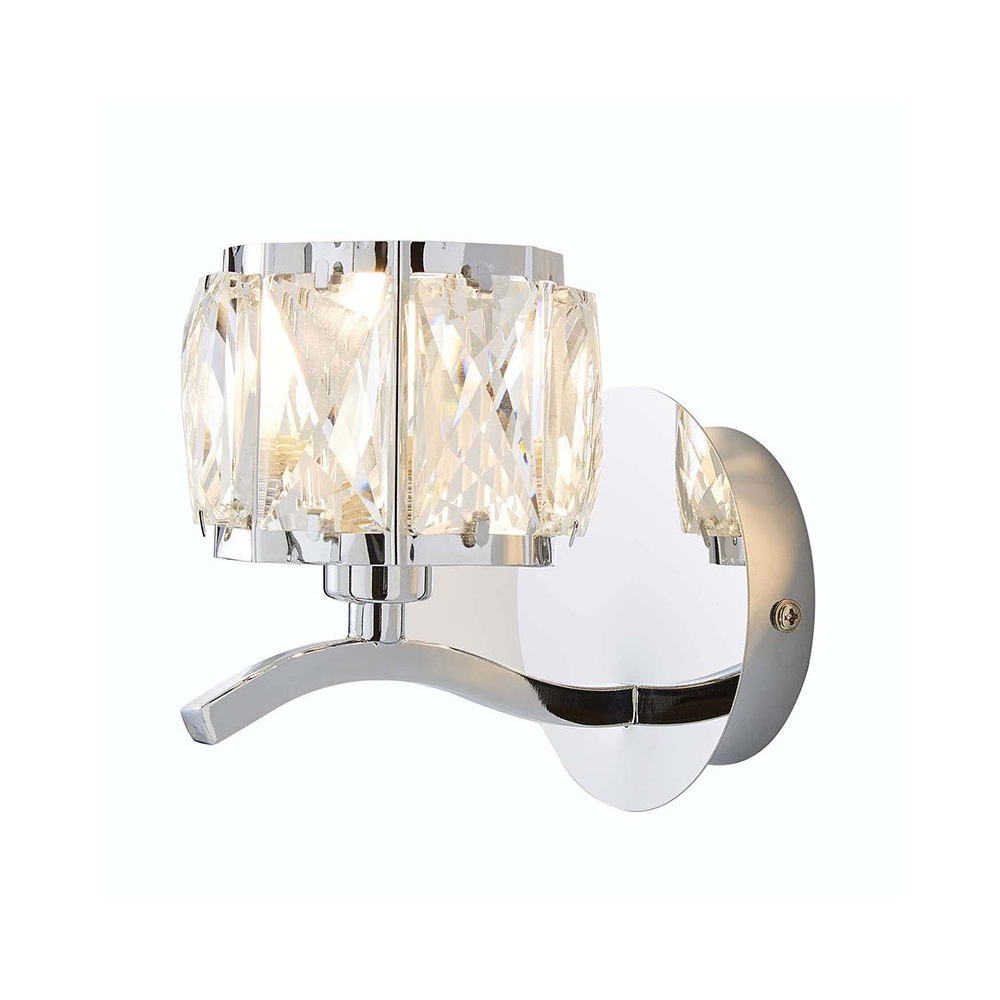 Wall lamp Aria chrome, crystal shade