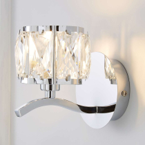 Wall lamp Aria chrome, crystal shade