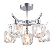 Chrome chandelier Aria with crystal shades