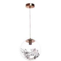 Hanging lamp Flora, golden flowers, leaves