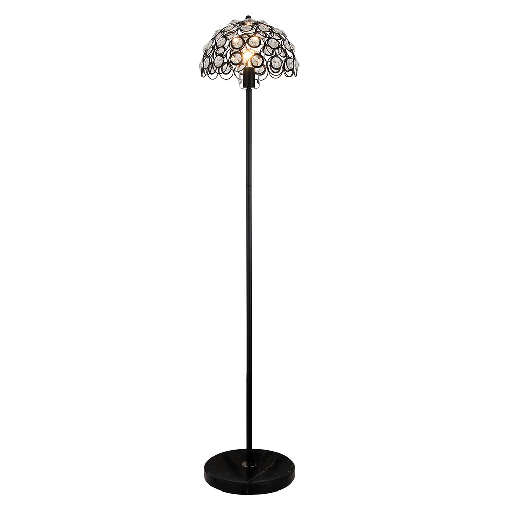 Florence black floor lamp with crystal shade