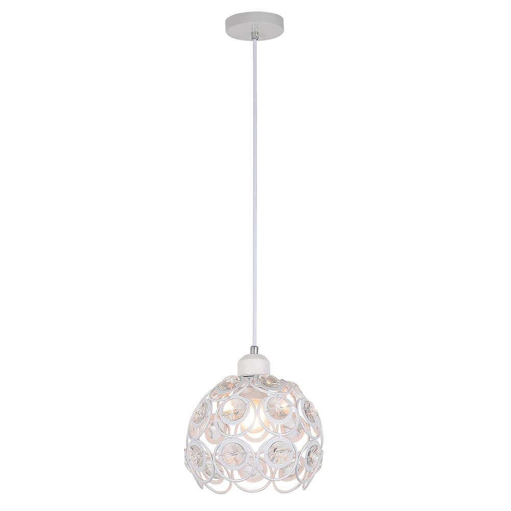 Florence white pendant lamp with crystal shade