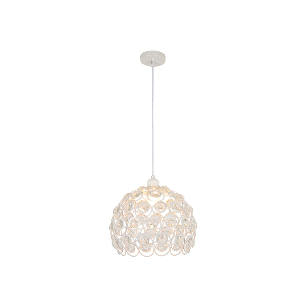 White pendant lamp Florence with crystals