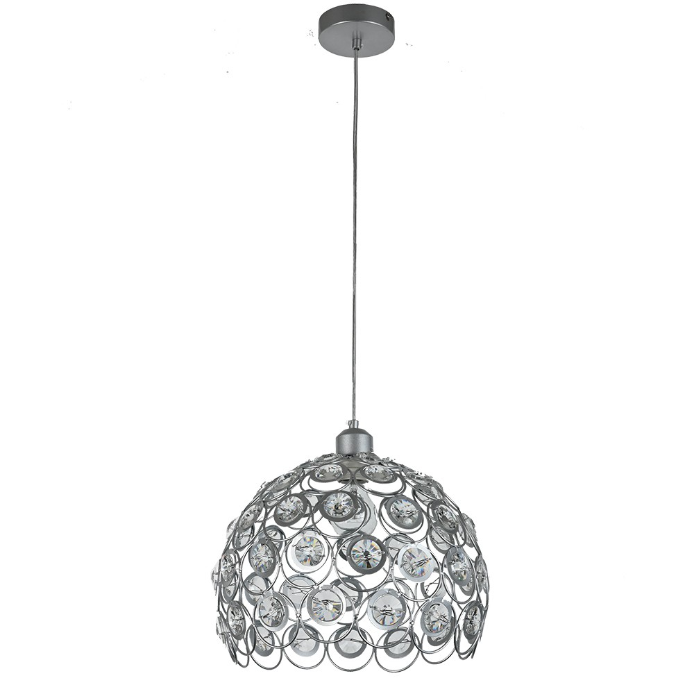 Hanging lamp Florence Glam silver with openwork lampshades with crystals