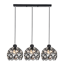 Florence pendant lamp, black with openwork lampshades with crystals, 3-bulb