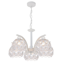 White 5-armed Florence chandelier, openwork lampshades with crystals