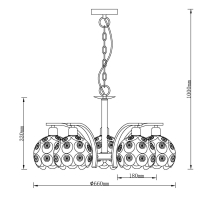 White 5-armed Florence chandelier, openwork lampshades with crystals