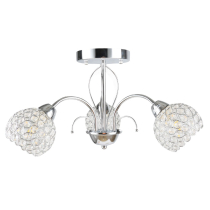 Sezam ceiling lamp with crystals, 3-arm, chrome