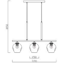 Hanging lamp Liza gold, 3-bulb